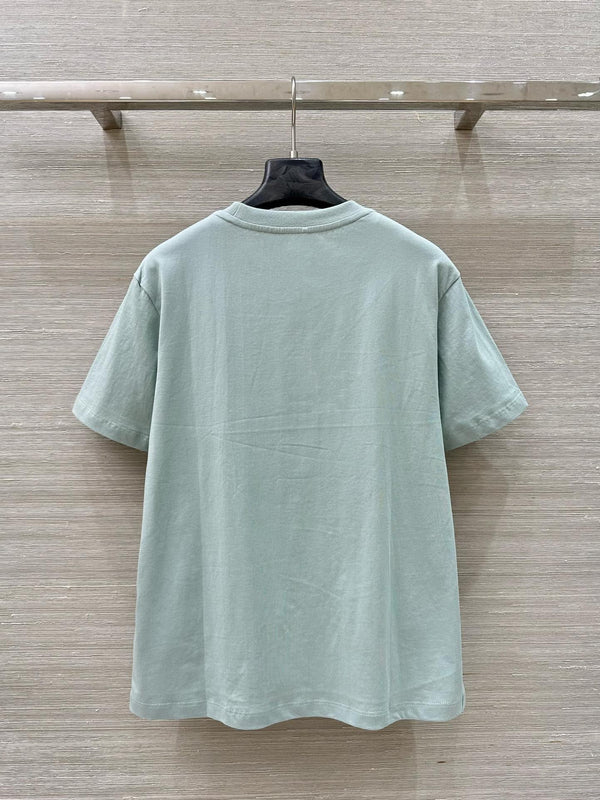 Fendi 25 Embossed Letter T-shirt Ice blue Cotton