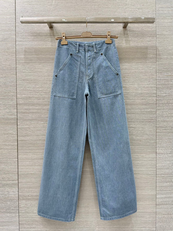Fendi 25 Straight Jeans Haze Blue Cotton