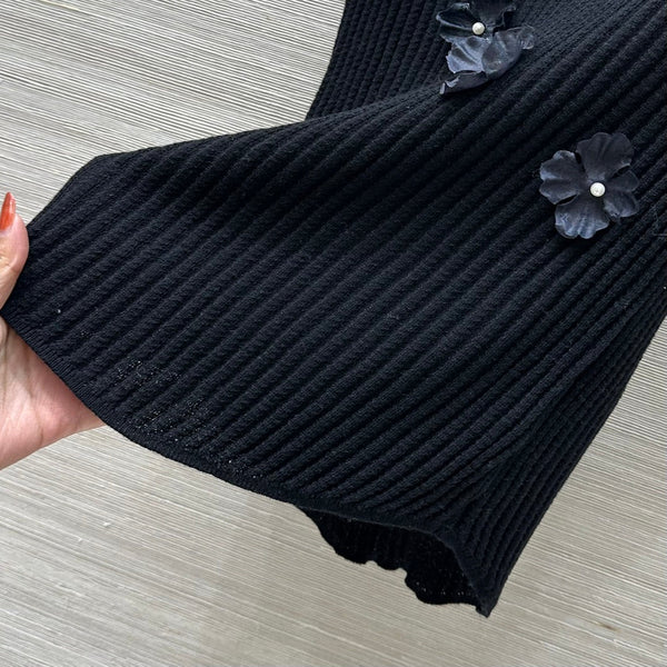 CC 25 Set di fiori in lana acrilica nera