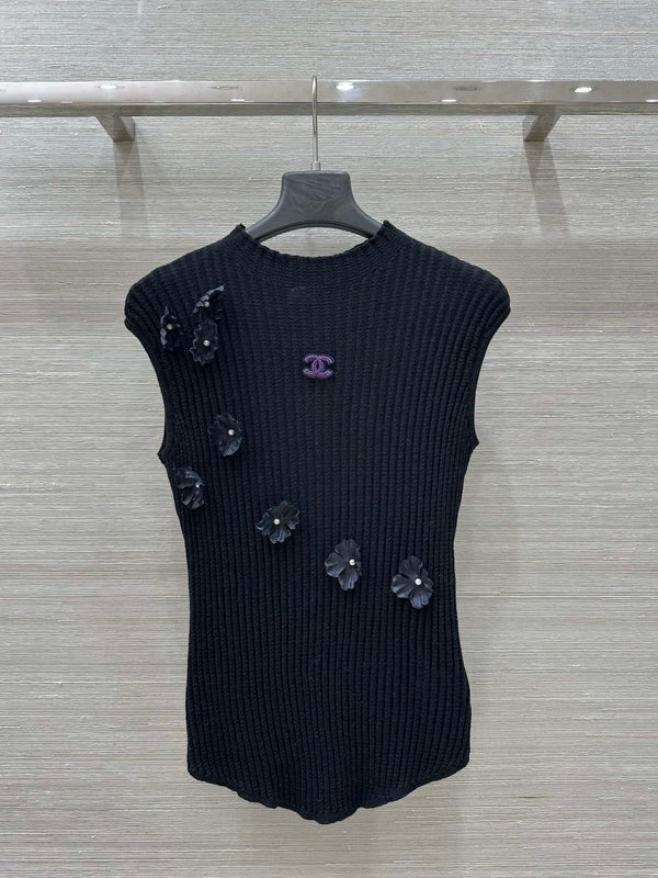 CC 25 Set di fiori in lana acrilica nera