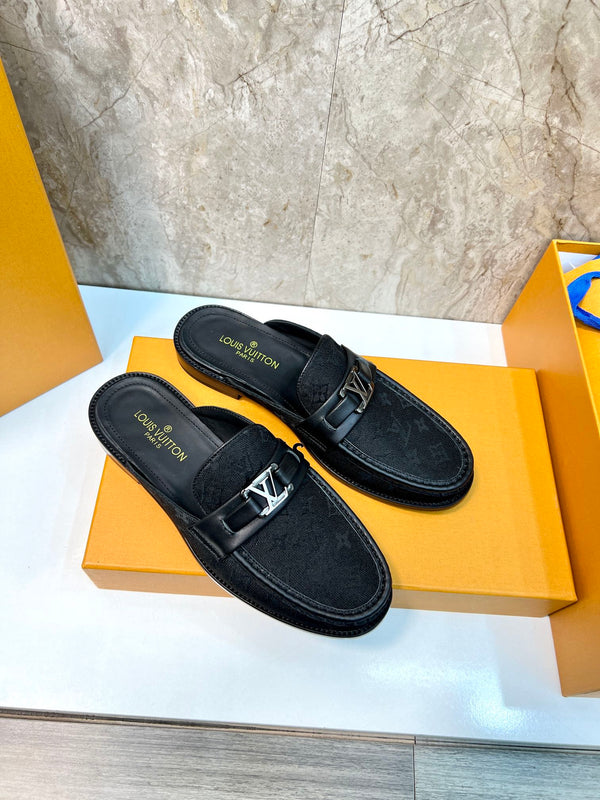 LV EASY MULE BLACK MONOGRAM CANVAS