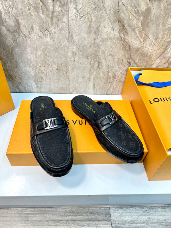 LV EASY MULE BLACK MONOGRAM CANVAS