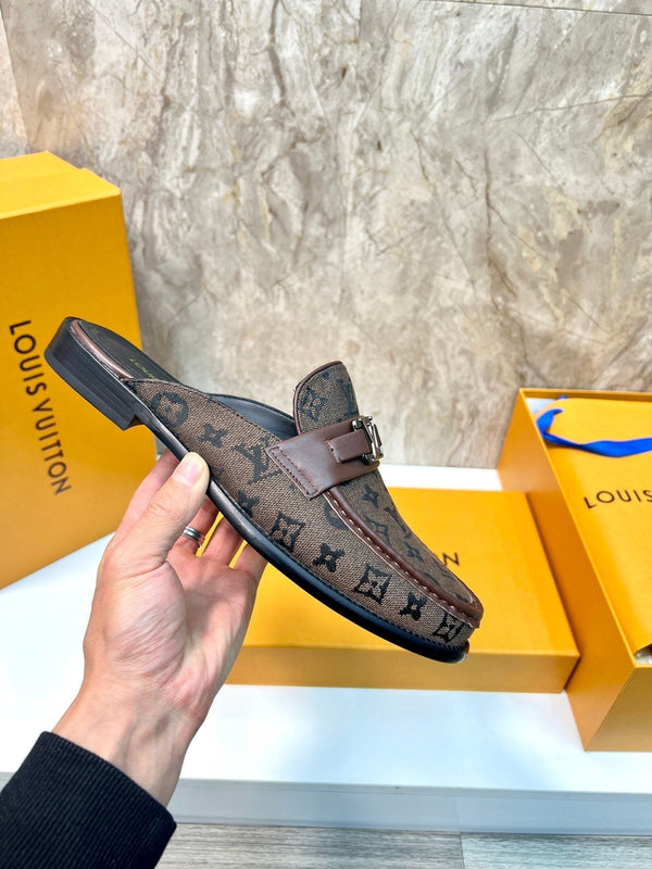 LV EASY MULE DARK BROWN MONOGRAM CANVAS