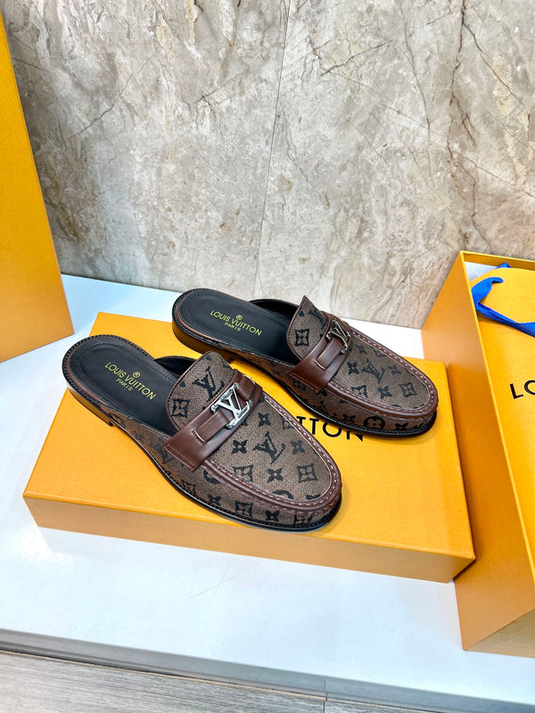 LV EASY MULE DARK BROWN MONOGRAM CANVAS