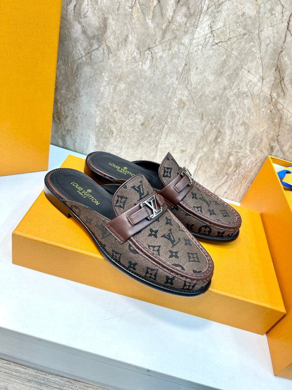 LV EASY MULE DARK BROWN MONOGRAM CANVAS