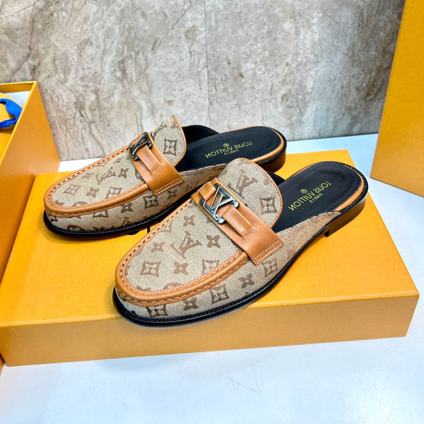 LV EASY MULE BEIGE CREAM MONOGRAM CANVAS