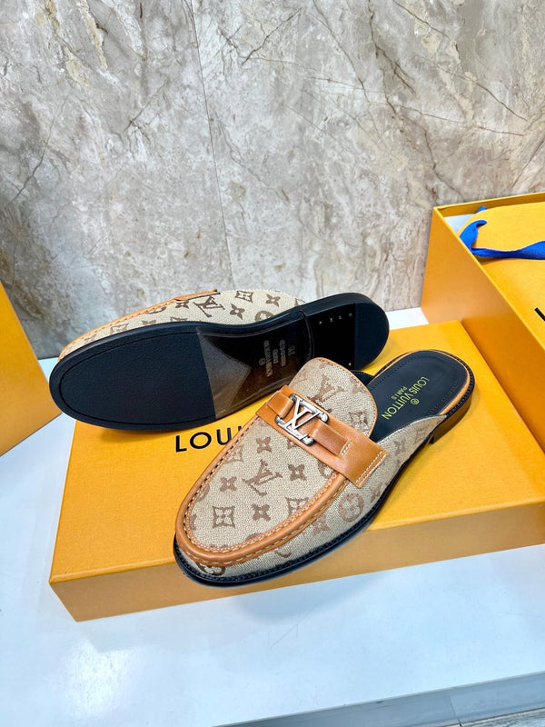 LV EASY MULE BEIGE CREAM MONOGRAM CANVAS