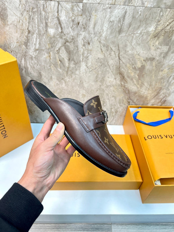 LV EASY MULE IN PELLE DI VITELLO CON MONOGRAMMA MARRONE CIOCCOLATO