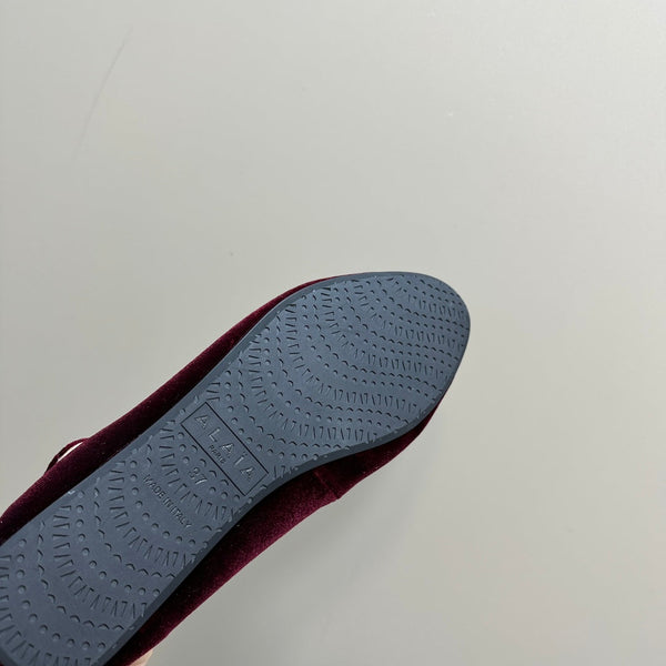 Alaila Criss Cross Ballet Flats In Red Purple Velvet 920783
