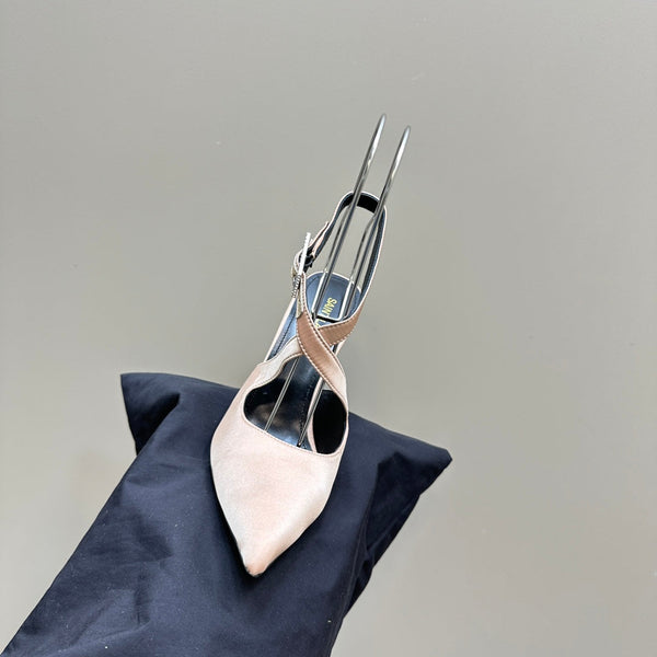 SL CROSS-STRAP SLINGBACK PINK NUDE SATIN