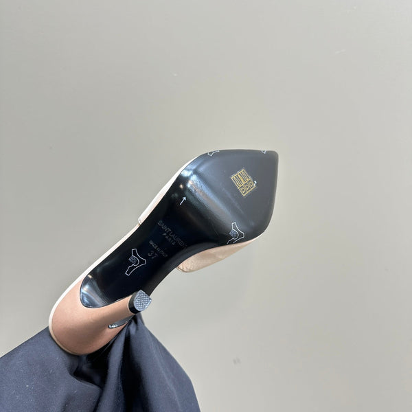 SL CROSS-STRAP SLINGBACK PINK NUDE SATIN