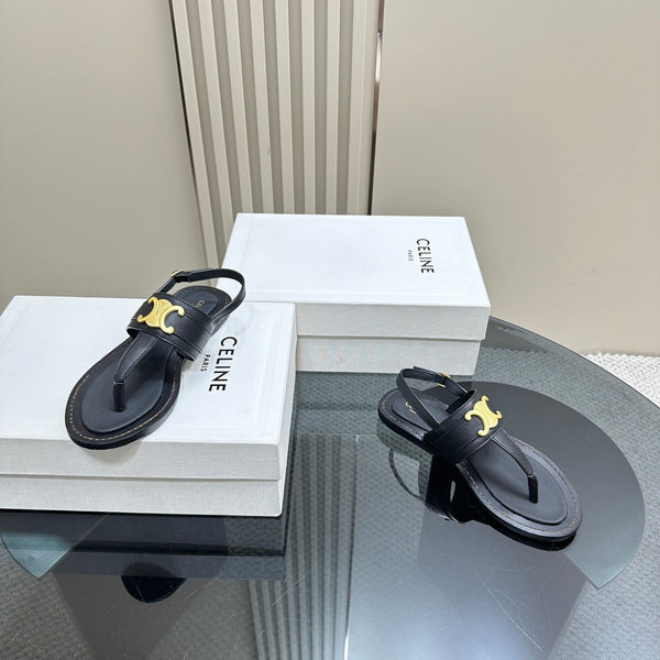 LYMPIA TRIOMPHE THONG IN CALFSKIN BLACK