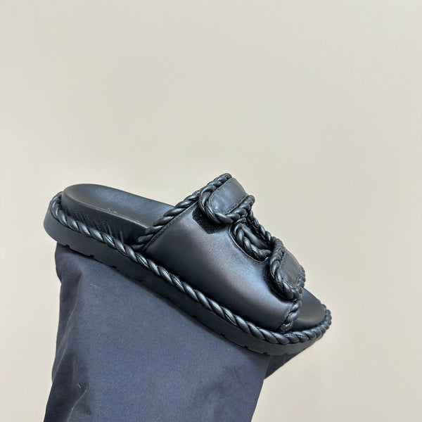 jack flat mule black lambskin