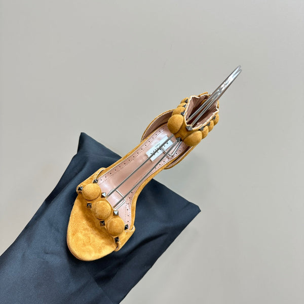 ALAIA HIGH HEEL SANDAL 10 CM IN DIJON YELLOW SUEDE