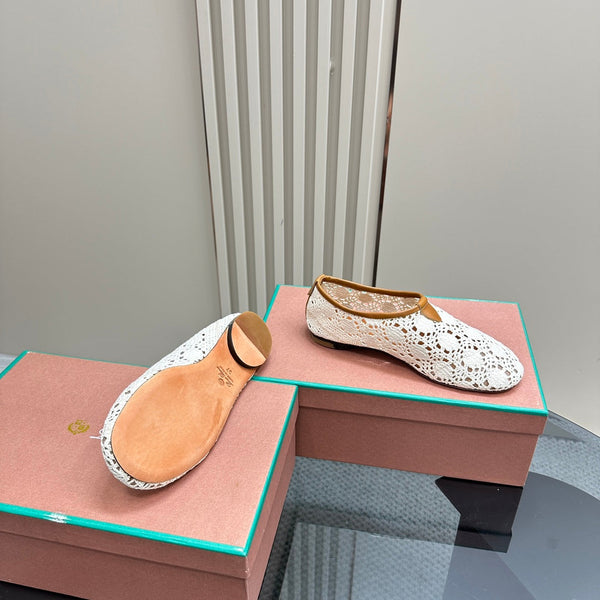 mocassino piatto galleggiante in tessuto bianco