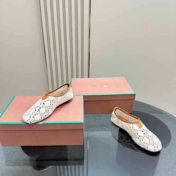 mocassino piatto galleggiante in tessuto bianco