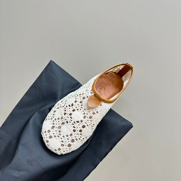 mocassino piatto galleggiante in tessuto bianco