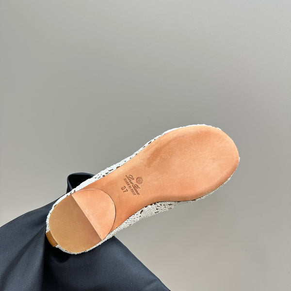 mocassino piatto galleggiante in tessuto bianco