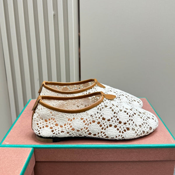 mocassino piatto galleggiante in tessuto bianco