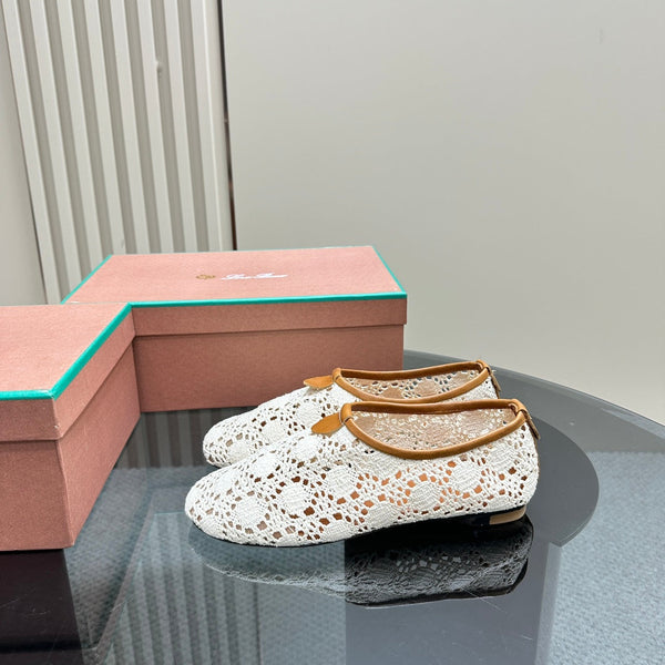 mocassino piatto galleggiante in tessuto bianco