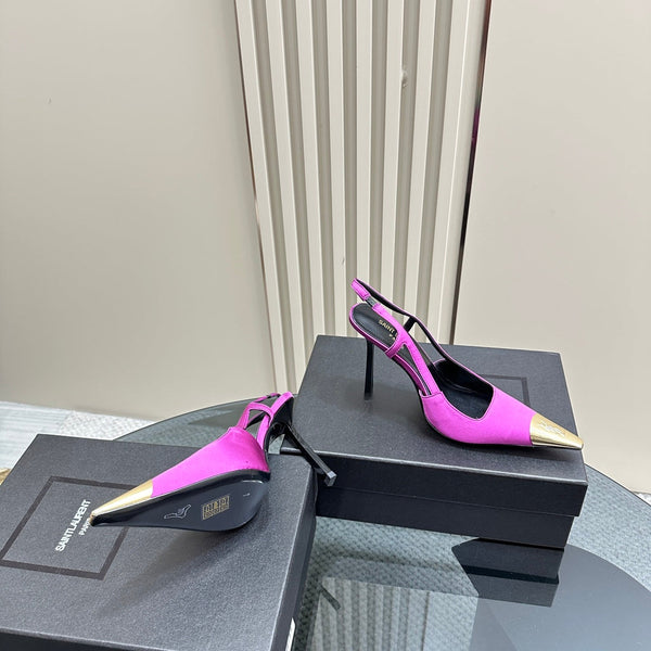 SL JEANNE SLINGBACK PUMPS NEON PINK SATIN