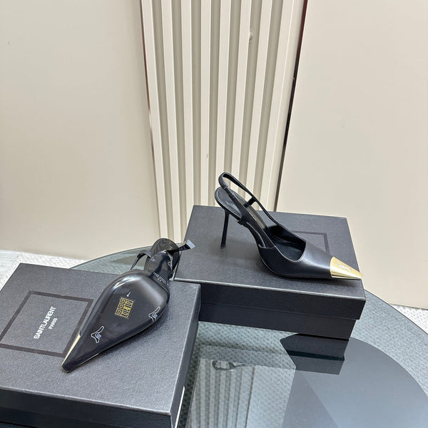 SL JEANNE SLINGBACK PUMPS BLACK CALFSKIN