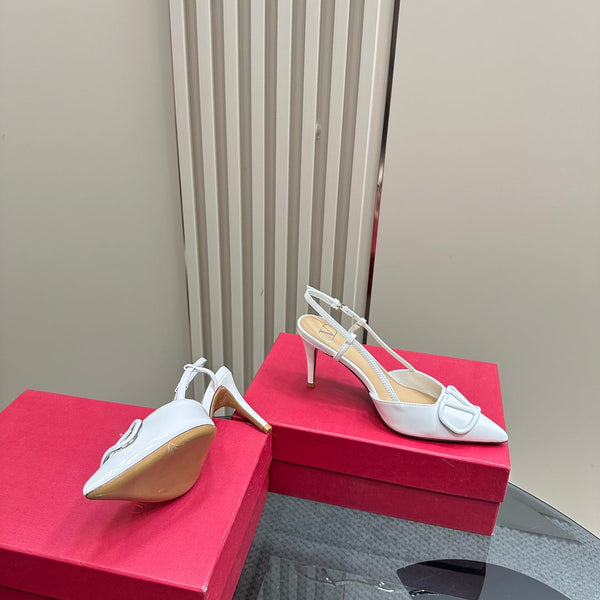 DÉCOLLETÉ SLINGBACK IN VERNICE BIANCA VLOGO SIGNATURUE 80MM