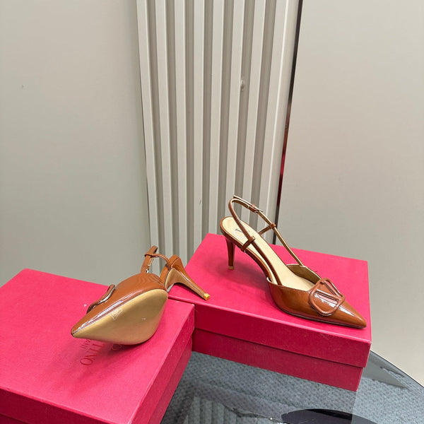 DÉCOLLETÉ SLINGBACK IN VERNICE ARANCIONE ZENZERO VLOGO SIGNATURE 80MM