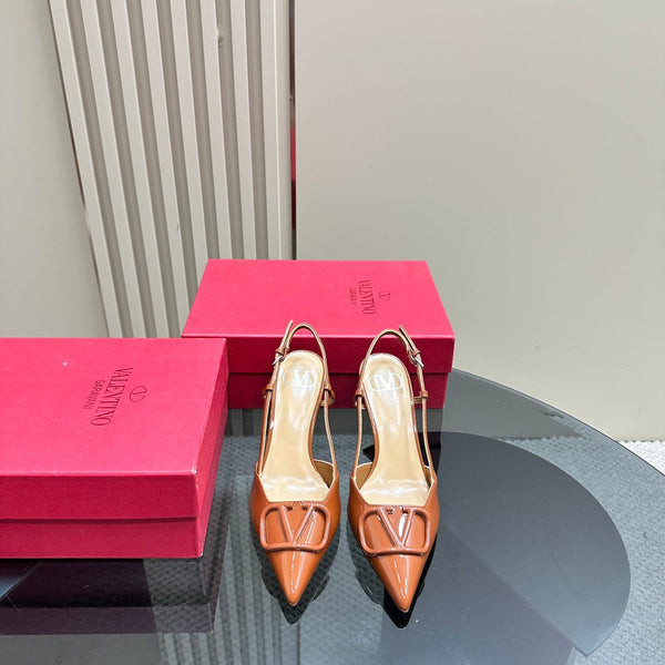 DÉCOLLETÉ SLINGBACK IN VERNICE ARANCIONE ZENZERO VLOGO SIGNATURE 80MM