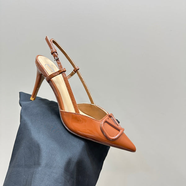 DÉCOLLETÉ SLINGBACK IN VERNICE ARANCIONE ZENZERO VLOGO SIGNATURE 80MM