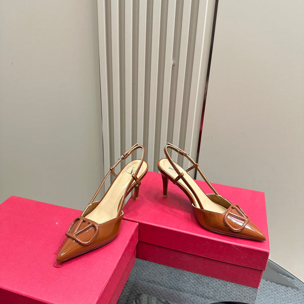 DÉCOLLETÉ SLINGBACK IN VERNICE ARANCIONE ZENZERO VLOGO SIGNATURE 80MM