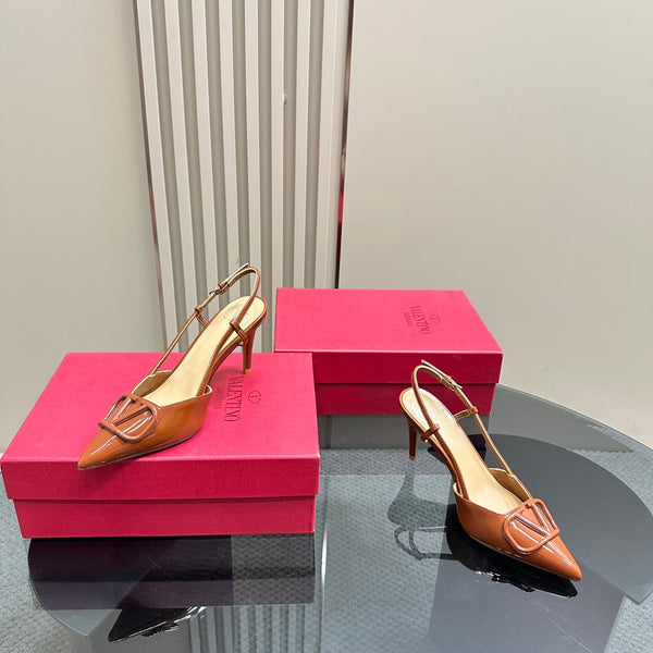 DÉCOLLETÉ SLINGBACK IN VERNICE ARANCIONE ZENZERO VLOGO SIGNATURE 80MM