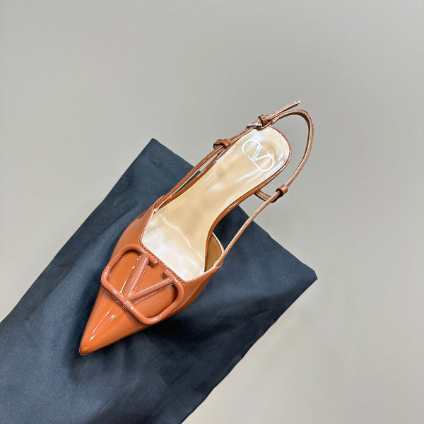 DÉCOLLETÉ SLINGBACK IN VERNICE ARANCIONE ZENZERO VLOGO SIGNATURE 80MM