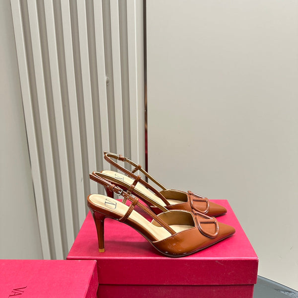 DÉCOLLETÉ SLINGBACK IN VERNICE ARANCIONE ZENZERO VLOGO SIGNATURE 80MM