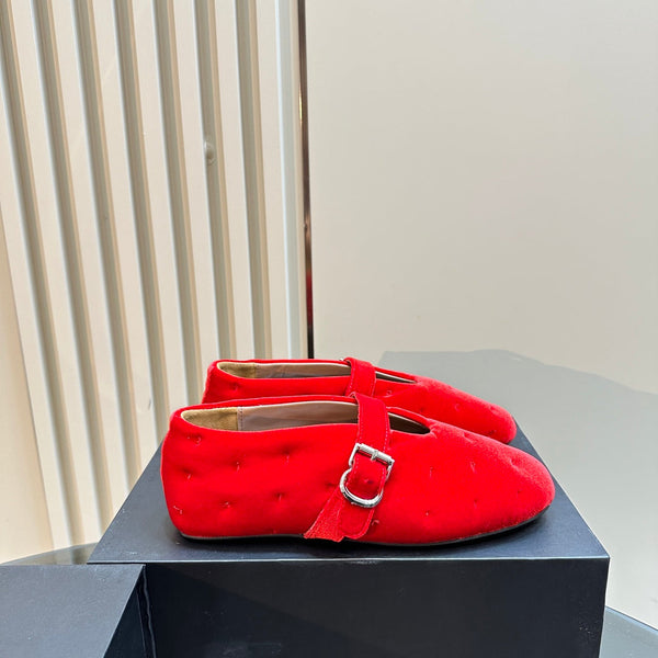 BALLERINE ALAIA IN VELLUTO ROSSO CILIEGIA