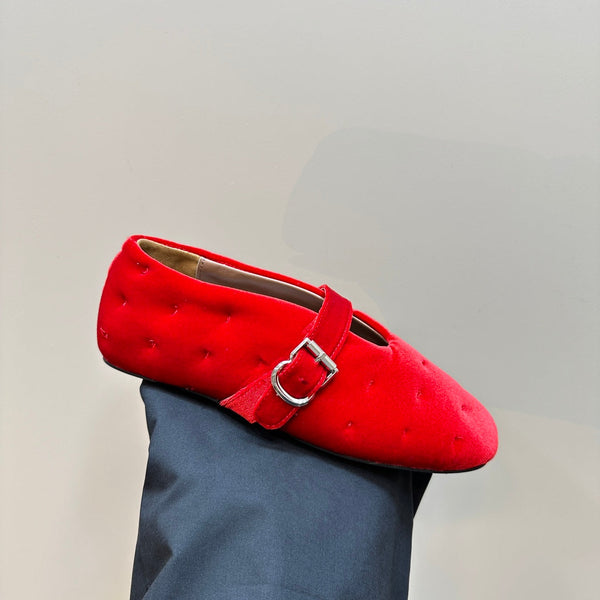 BALLERINE ALAIA IN VELLUTO ROSSO CILIEGIA