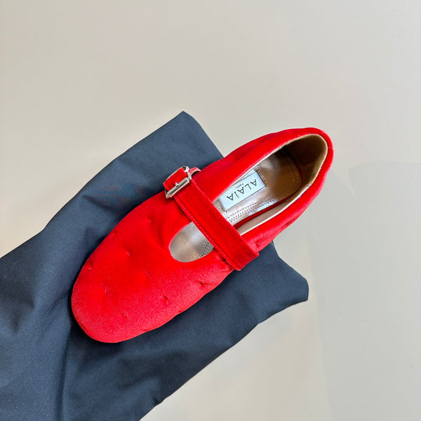 BALLERINE ALAIA IN VELLUTO ROSSO CILIEGIA