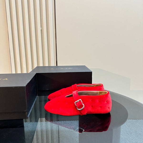 BALLERINE ALAIA IN VELLUTO ROSSO CILIEGIA