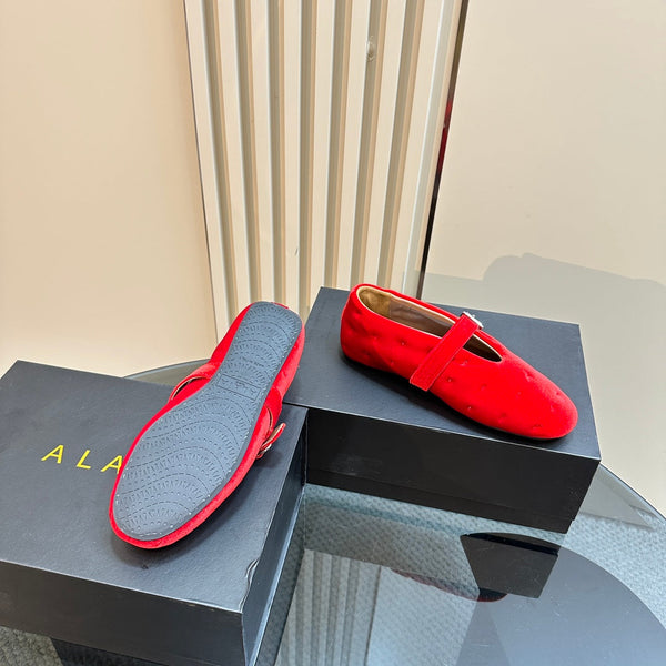 BALLERINE ALAIA IN VELLUTO ROSSO CILIEGIA
