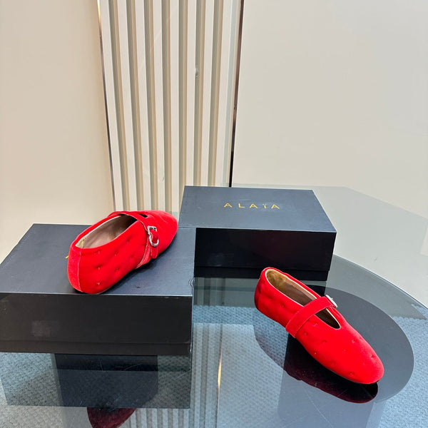 BALLERINE ALAIA IN VELLUTO ROSSO CILIEGIA