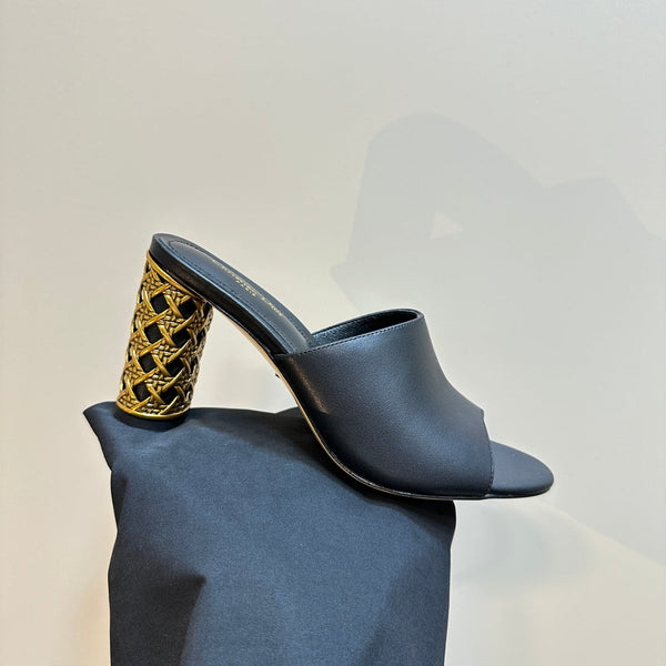 CD Icon Heeled Slide 95mm Black Calfskin