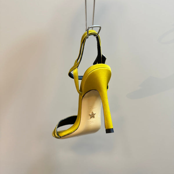 CD Dway Heeled Sandal 105mm Yellow Silk And Lambskin