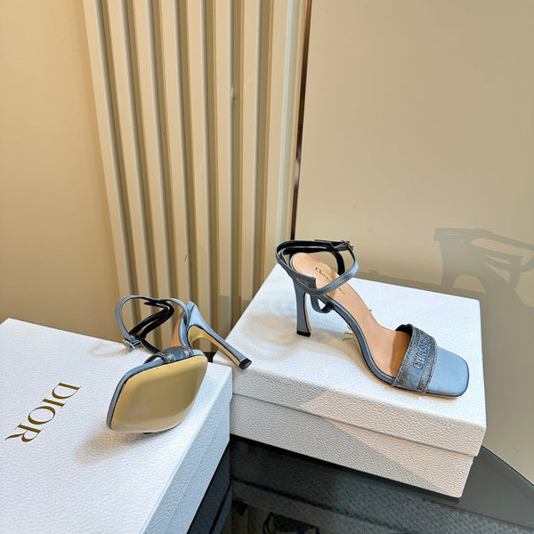 CD Dway Heeled Sandal 105mm Blue Silk And Lambskin