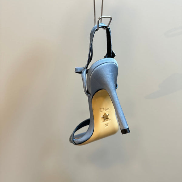 CD Dway Heeled Sandal 105mm Blue Silk And Lambskin