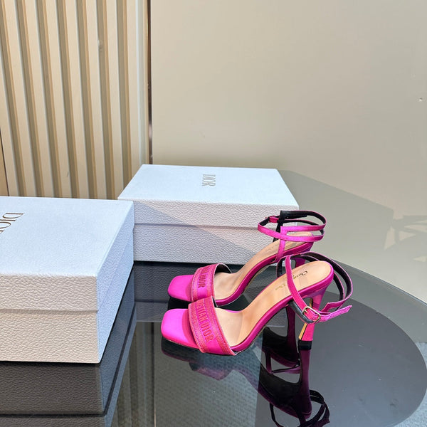 CD Dway Heeled Sandal 105mm Dark Pink Silk And Lambskin