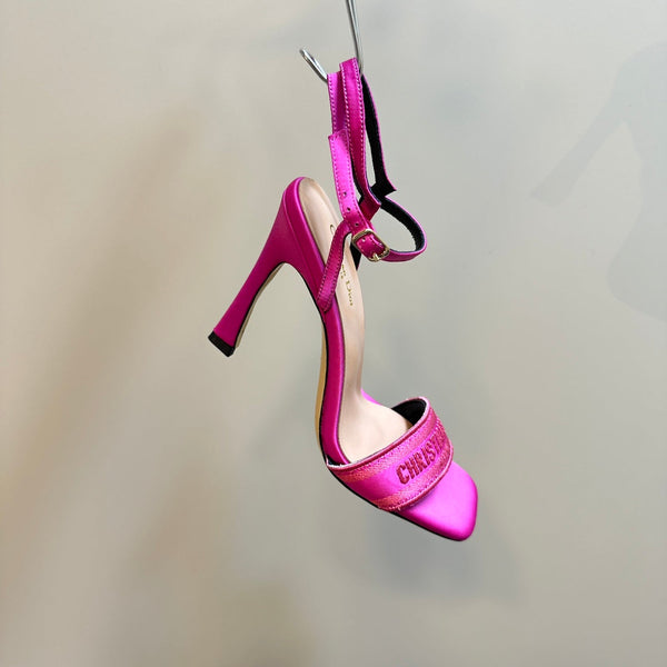 CD Dway Heeled Sandal 105mm Dark Pink Silk And Lambskin