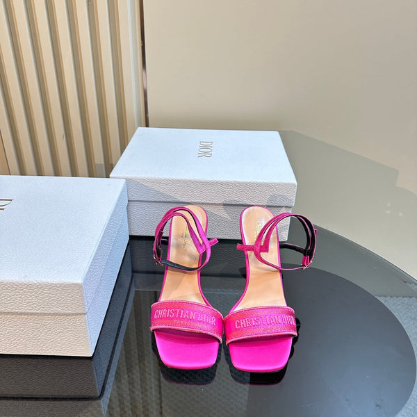 CD Dway Heeled Sandal 105mm Dark Pink Silk And Lambskin