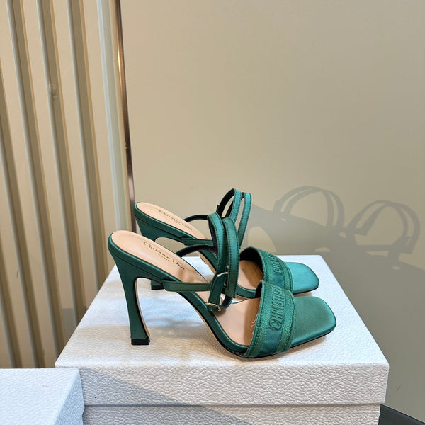 CD Dway Heeled Sandal 105mm Green Silk And Lambskin