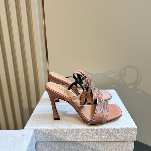 CD Dway Heeled Sandal 105mm Pink Silk And Lambskin