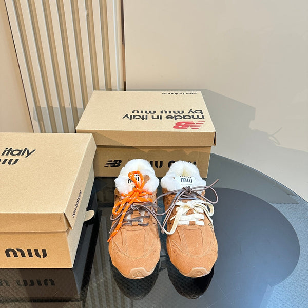 Miu x Balance 530 SL Sneakers Marrone Giallo Fodera in Pile Scamosciato